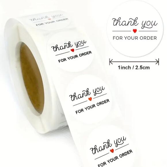 New 500 Piece Roll Self-Adhesive Thank You Stickers - Picture 3 of 4